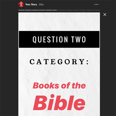 Play Bible trivia in our Instagram stories this week